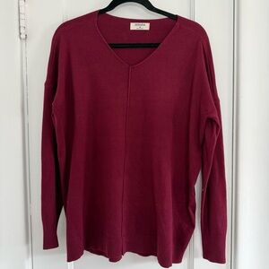 Zenana Outfitters V-Neck Sweater in Wine